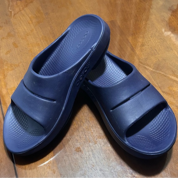 OOFOS OOAHH Dark Blue Slide Recovery Comfort Sandals Slip Ons Unisex W9 M7 EU 40 - Picture 7 of 10